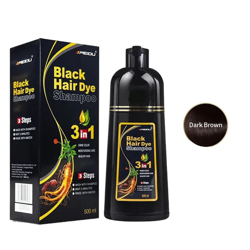 100Ml/500Ml Hair Dye Shampoo 3In1 Darkening Hairs Instant Gray to Black Polygonum Multiflorum Natural Coloing Cover for Women