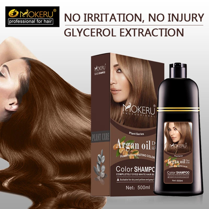 Natural Organic Brown Hair Color Permanent Hair Coloring Shampoo Long Lasting Hair Dye Shampoo for Women Professional Dye