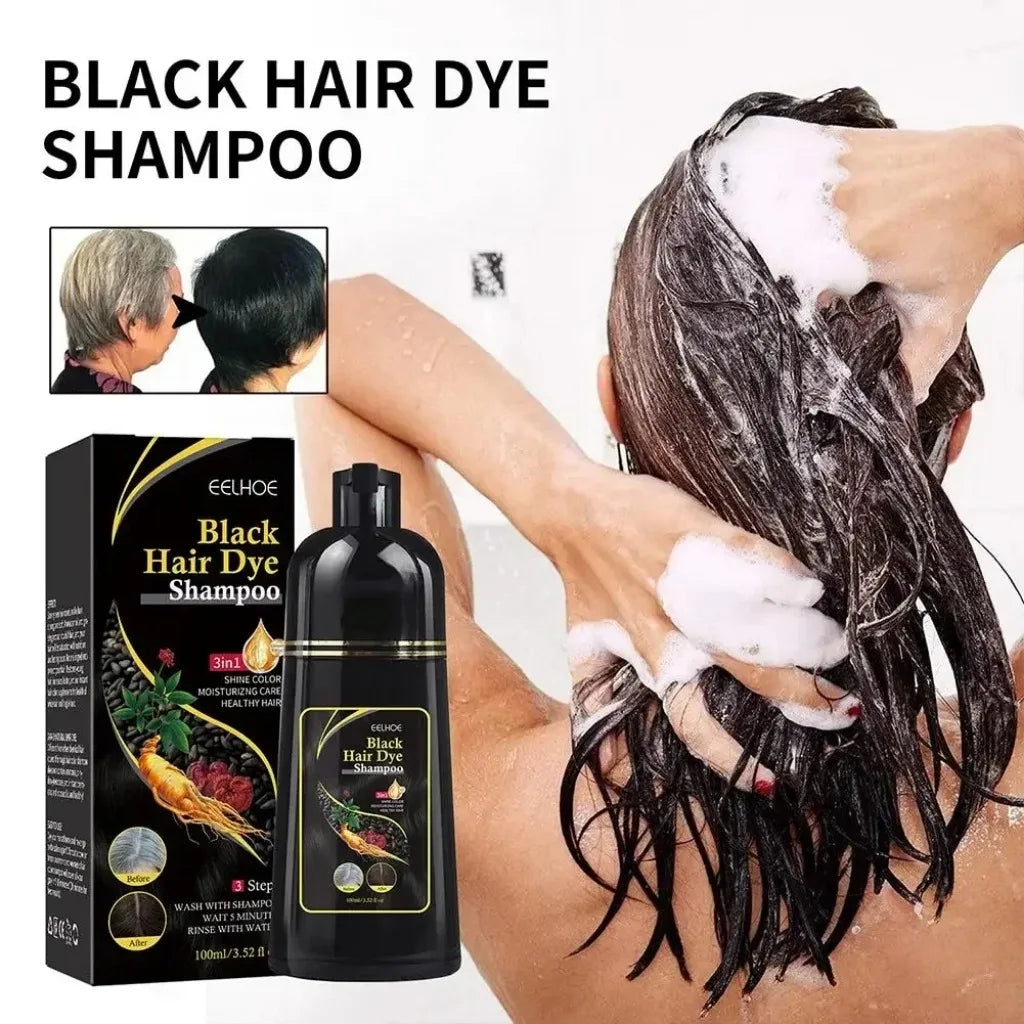 30/100Ml Natural Herbal Hair Dye Shampoo 3 in 1 Hair Color Shampoo for Gary Hair Dark Brown Black for Women & Men Grey Coverage