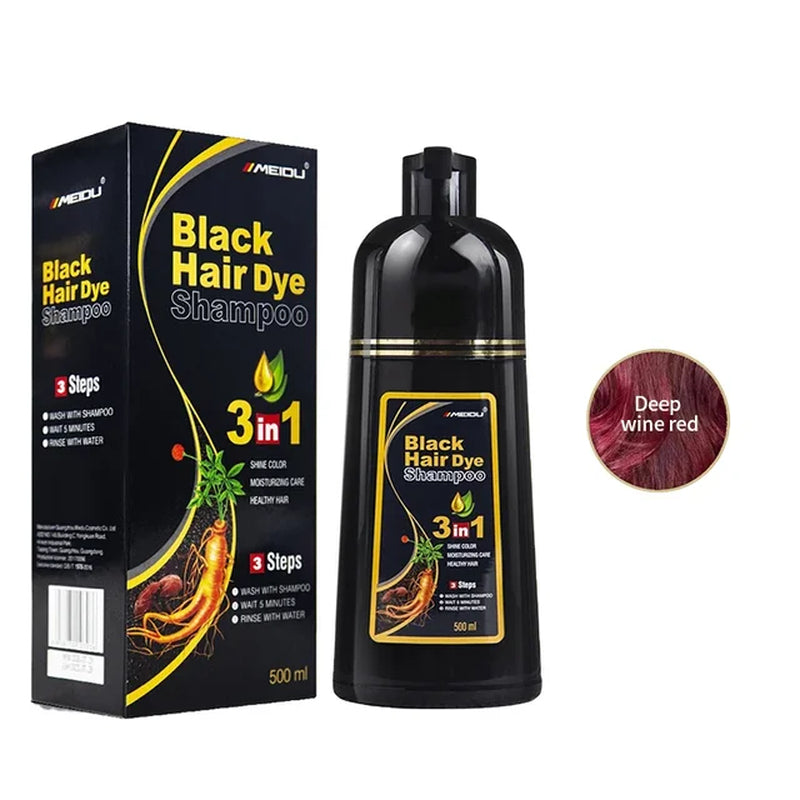 100Ml/500Ml Hair Dye Shampoo 3In1 Darkening Hairs Instant Gray to Black Polygonum Multiflorum Natural Coloing Cover for Women