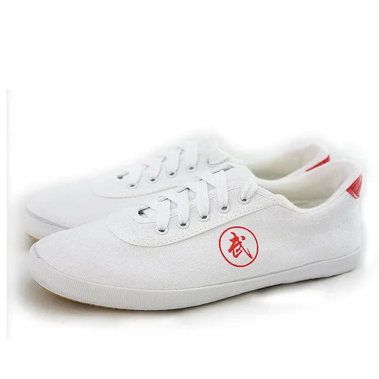 Tai Chi Shoes Martial Arts Kung Fu Shoes Tendon Bottom Canvas Magnolia White Long Jump Shoes