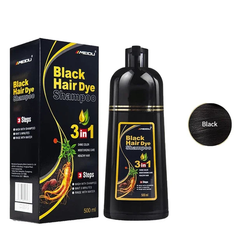 100Ml/500Ml Hair Dye Shampoo 3In1 Darkening Hairs Instant Gray to Black Polygonum Multiflorum Natural Coloing Cover for Women