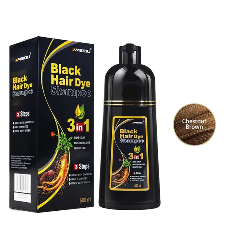 100Ml/500Ml Hair Dye Shampoo 3In1 Darkening Hairs Instant Gray to Black Polygonum Multiflorum Natural Coloing Cover for Women