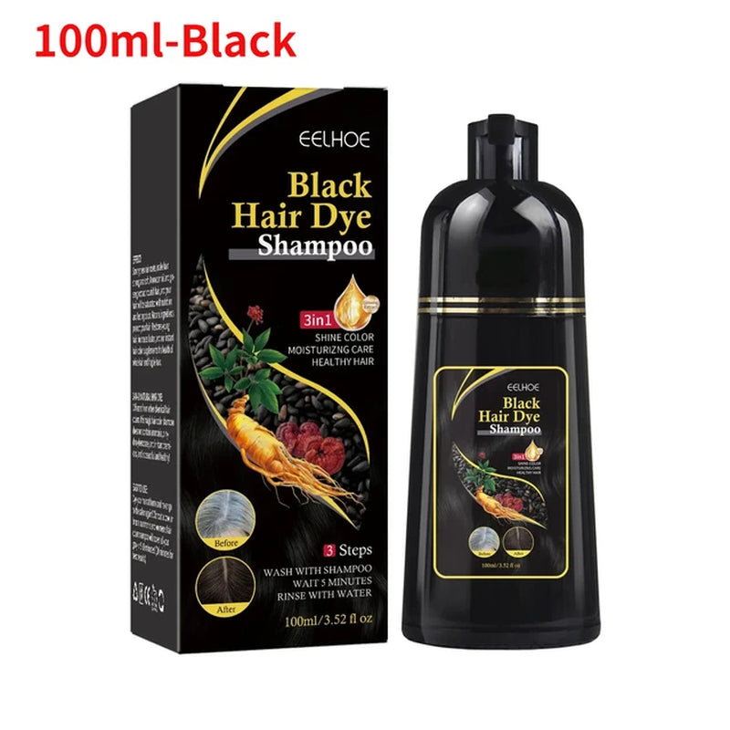 30/100Ml Natural Herbal Hair Dye Shampoo 3 in 1 Hair Color Shampoo for Gary Hair Dark Brown Black for Women & Men Grey Coverage