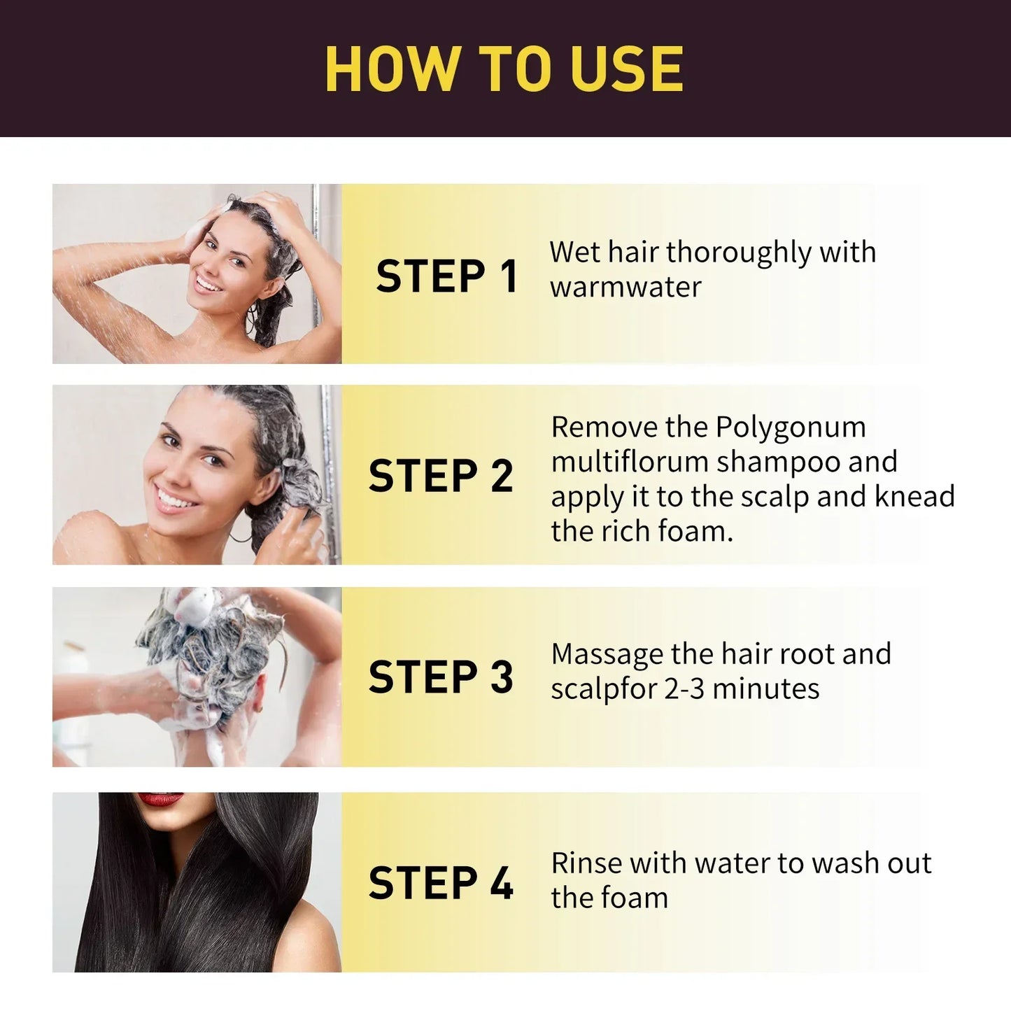 Natural Herbal Hair Dye Shampoo 3 in 1 Hair Color Shampoo for Hair Dark Brown Black for Women & Men Grey Coverage