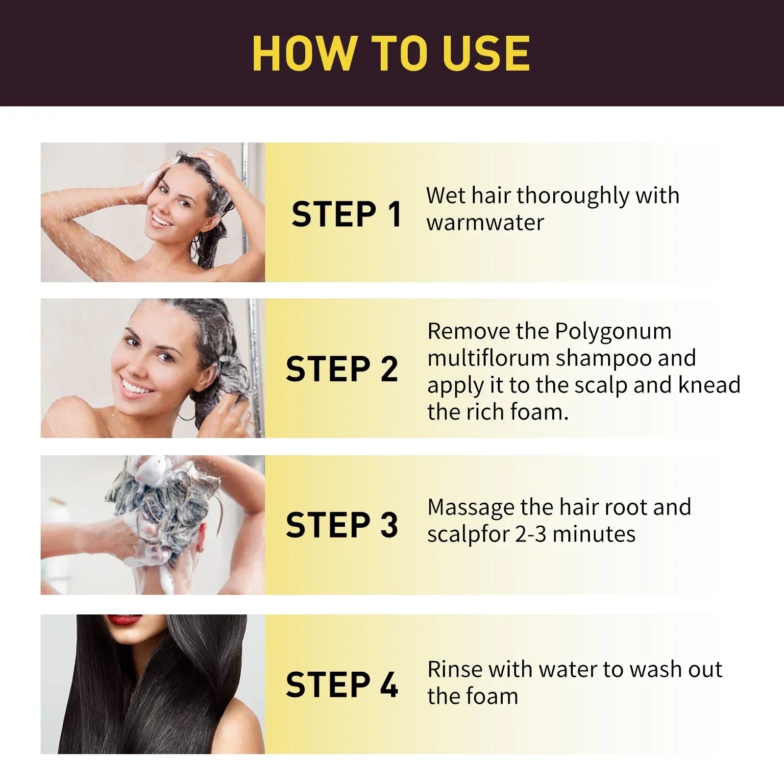 Natural Herbal Hair Dye Shampoo 3 in 1 Hair Color Shampoo for Hair Dark Brown Black for Women & Men Grey Coverage