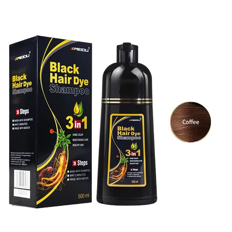 100Ml/500Ml Hair Dye Shampoo 3In1 Darkening Hairs Instant Gray to Black Polygonum Multiflorum Natural Coloing Cover for Women