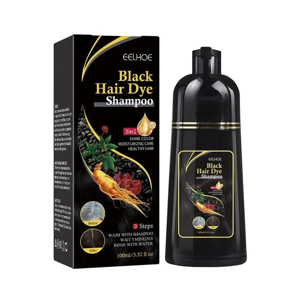 Natural Herbal Hair Dye Shampoo 3 in 1 Hair Color Shampoo for Hair Dark Brown Black for Women & Men Grey Coverage