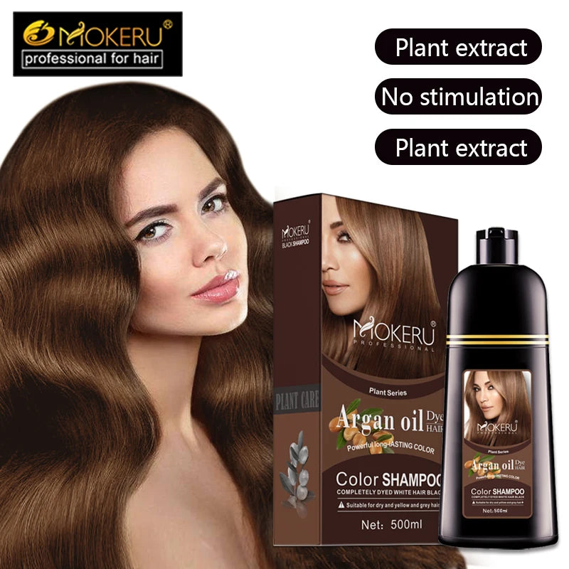 Natural Organic Brown Hair Color Permanent Hair Coloring Shampoo Long Lasting Hair Dye Shampoo for Women Professional Dye
