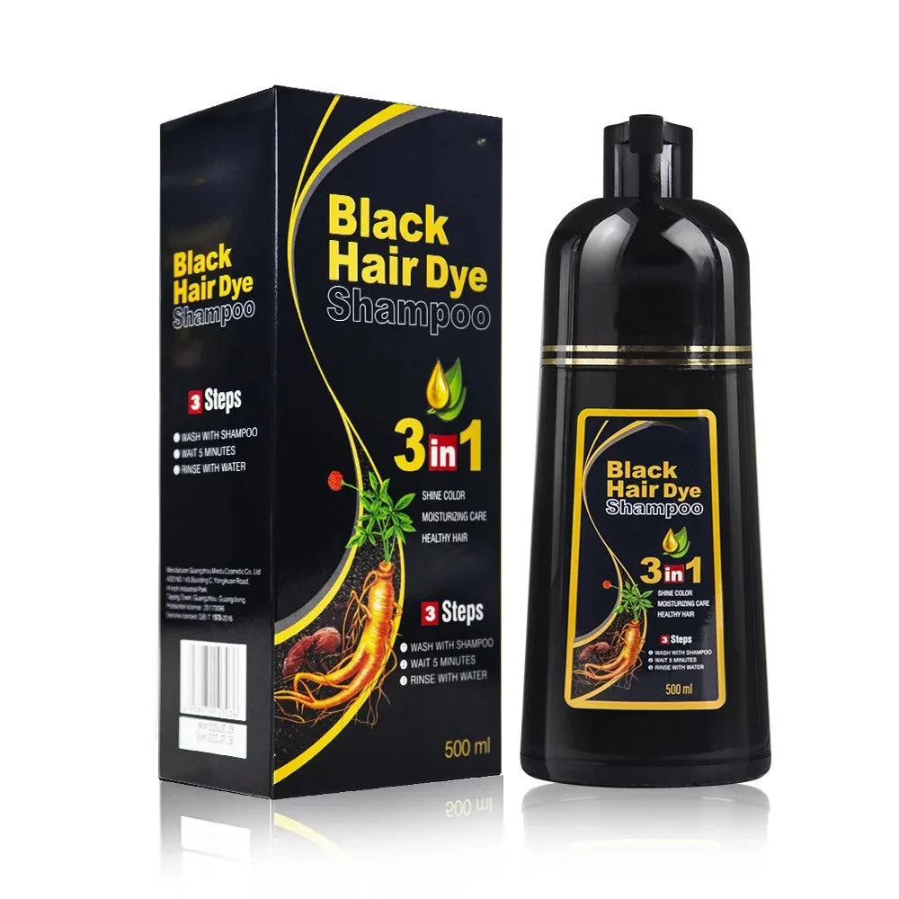 100Ml/500Ml Hair Dye Shampoo 3In1 Darkening Hairs Instant Gray to Black Polygonum Multiflorum Natural Coloing Cover for Women