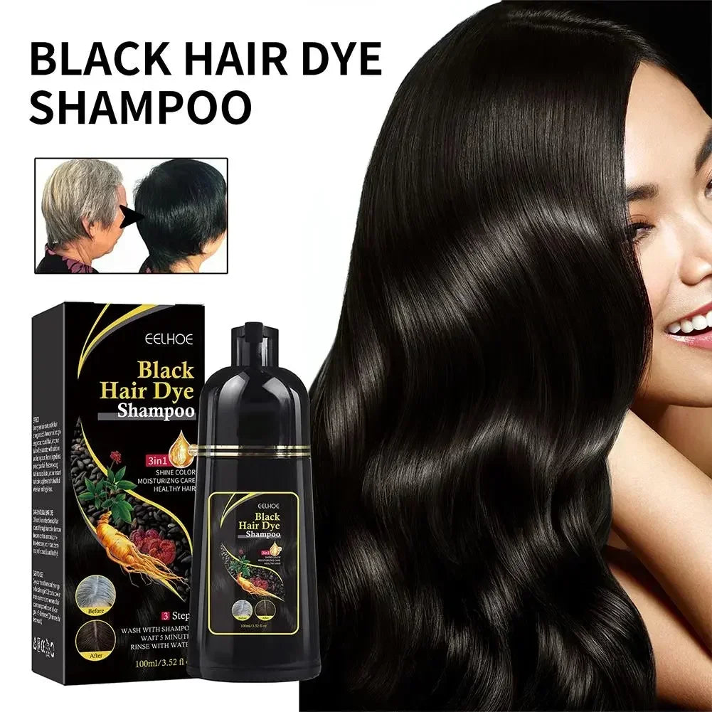 Natural Herbal Hair Dye Shampoo 3 in 1 Hair Color Shampoo for Hair Dark Brown Black for Women & Men Grey Coverage