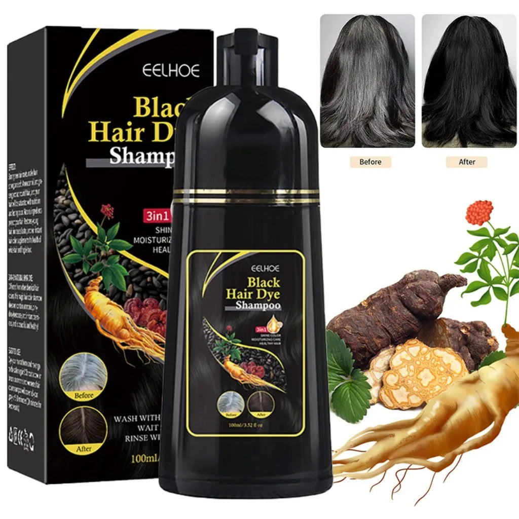 30/100Ml Natural Herbal Hair Dye Shampoo 3 in 1 Hair Color Shampoo for Gary Hair Dark Brown Black for Women & Men Grey Coverage